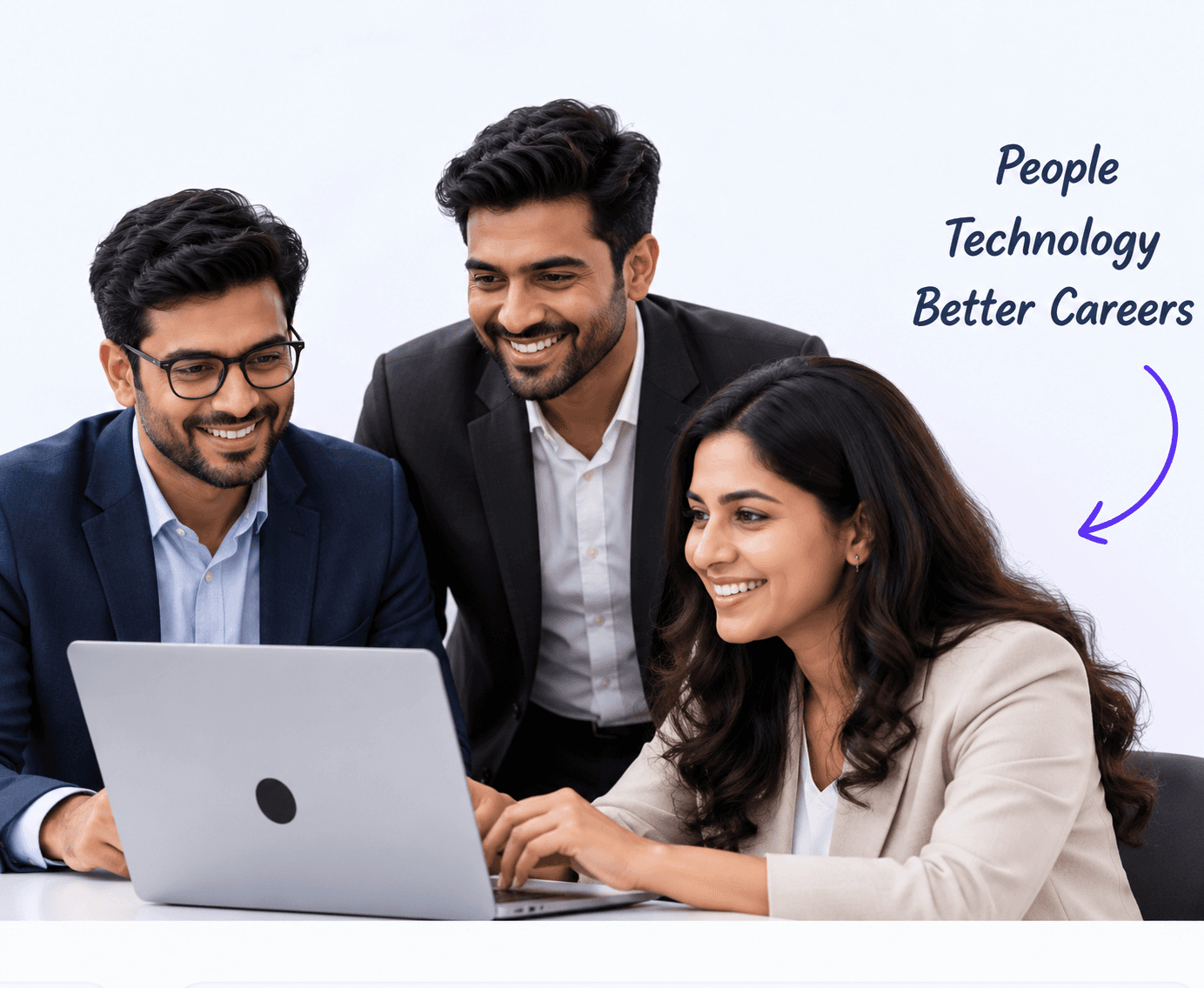 The HuntForTomorrow team collaborating around a laptop